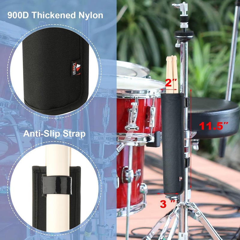 TXesign Drumstick Holder Drum Sticks Holder Bag for Drumsticks Brushes Mallets, Hold 2 Pairs Sticks with Straps Attach to Drum Kit & Music Stand(Small) - Image 2